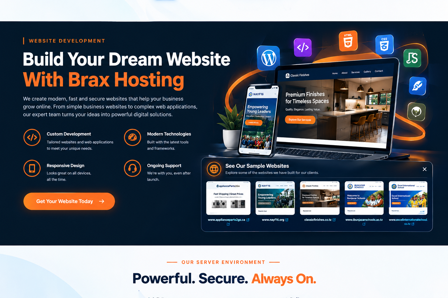 Website design and development displayed across desktop and mobile devices